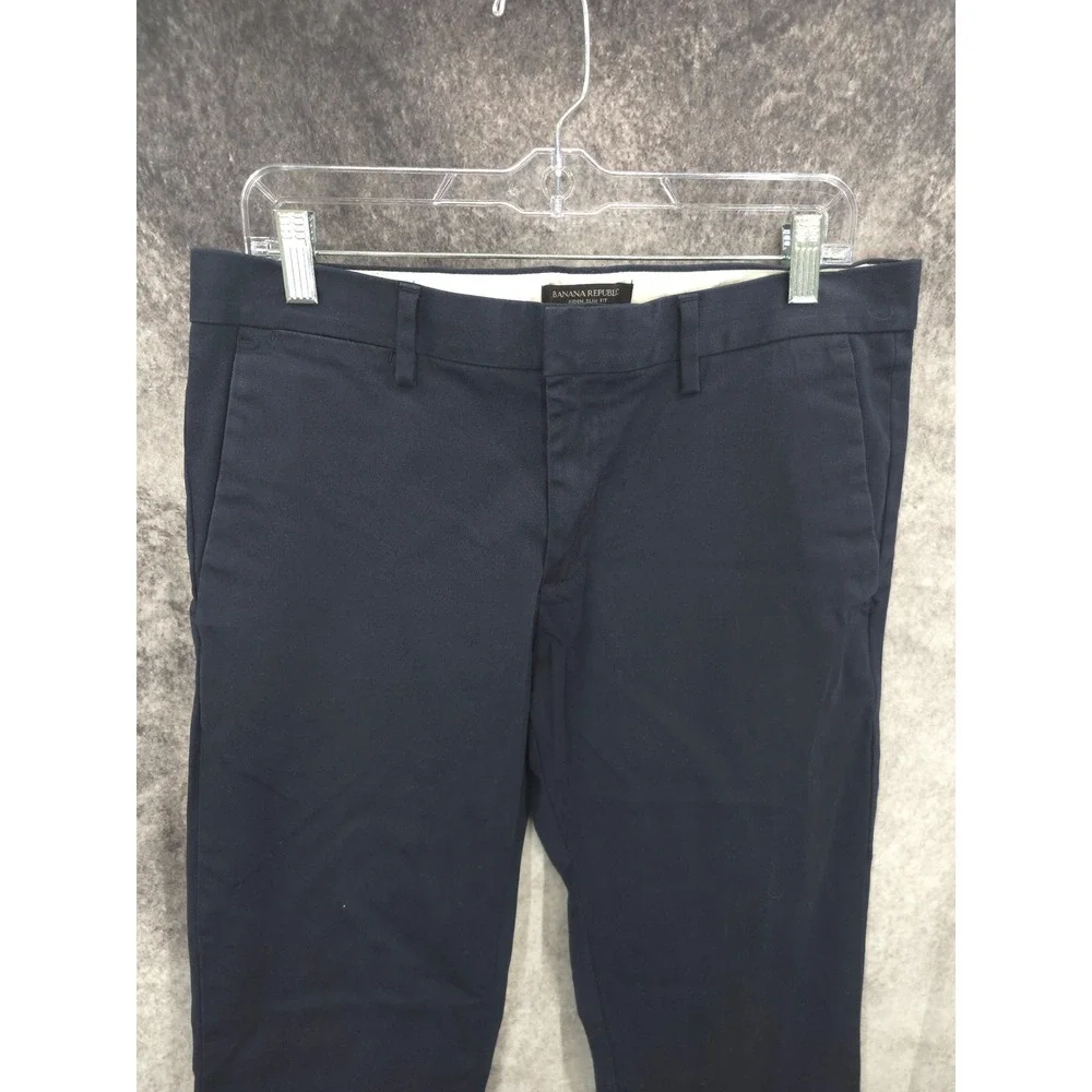 Banana Republic Aiden Chino Pants Mens 32 X 32 Blue Slim Fit Flat Front Trouser
